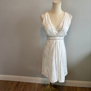 Cynthia Steffe Women's Cotton Sleeveless White Floral Ballon Hem Dress, SZ 2